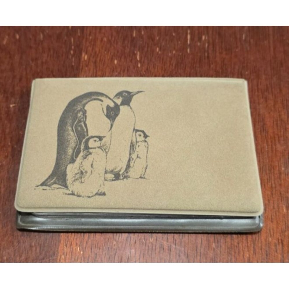 Vintage Emperor Penguin Family Card Holder Small World Greetings 4" x 3"